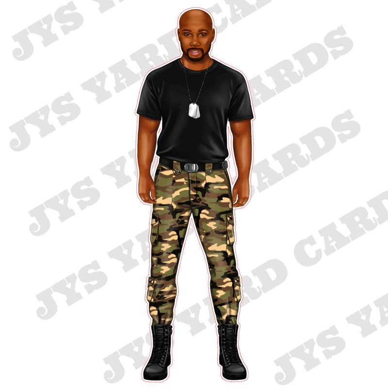 BROWN SOLDIER: BLACK - Yard Card Signs by JYS International