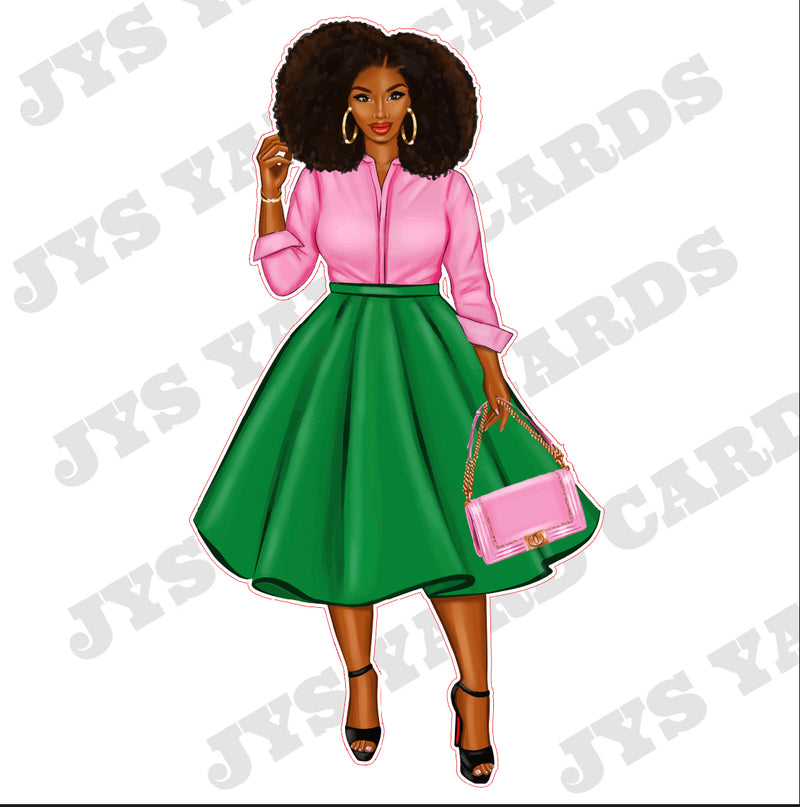 AFRO WOMAN: GREEN - Yard Card Signs by JYS International