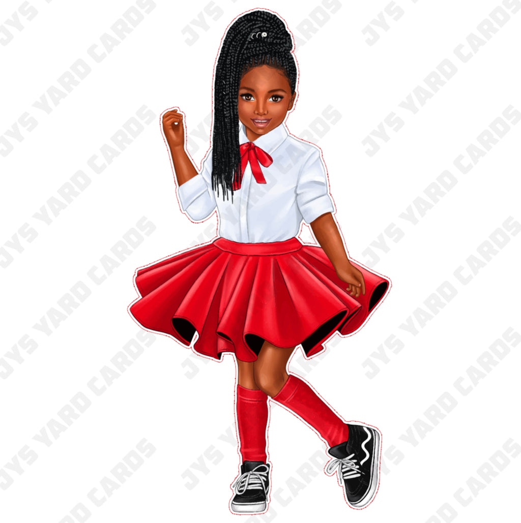 BROWN CHILD: RED SKIRT - Yard Card Signs by JYS International