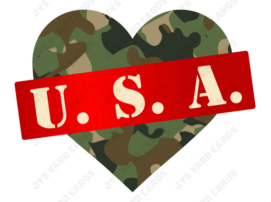 USA ARMY PATTERN HEART - Yard Card Signs by JYS International