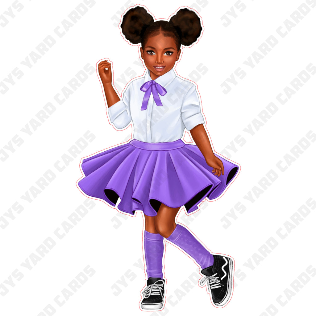 BROWN CHILD: PURPLE SKIRT - Yard Card Signs by JYS International