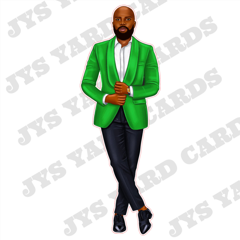 BROWN MAN IN COSTUME: GREEN - Yard Card Signs by JYS International