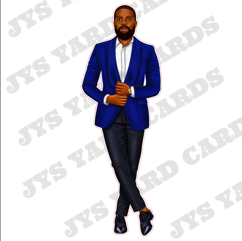 BROWN MAN IN COSTUME: BLUE - Yard Card Signs by JYS International