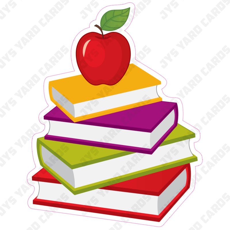 SCHOOL BOOKS WITH APPLE - Yard Card Signs by JYS International