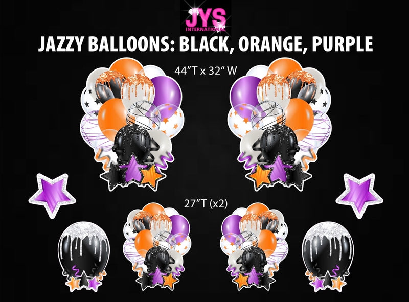 JAZZY BALLOONS: PURPLE, ORANGE & BLACK - Yard Card Signs by JYS International