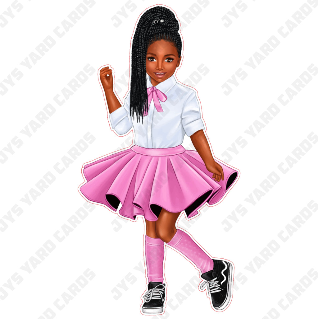 BROWN CHILD: PINK SKIRT - Yard Card Signs by JYS International