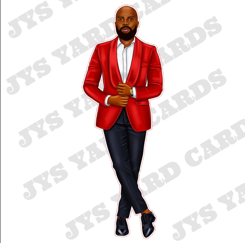 BROWN MAN IN COSTUME: RED - Yard Card Signs by JYS International