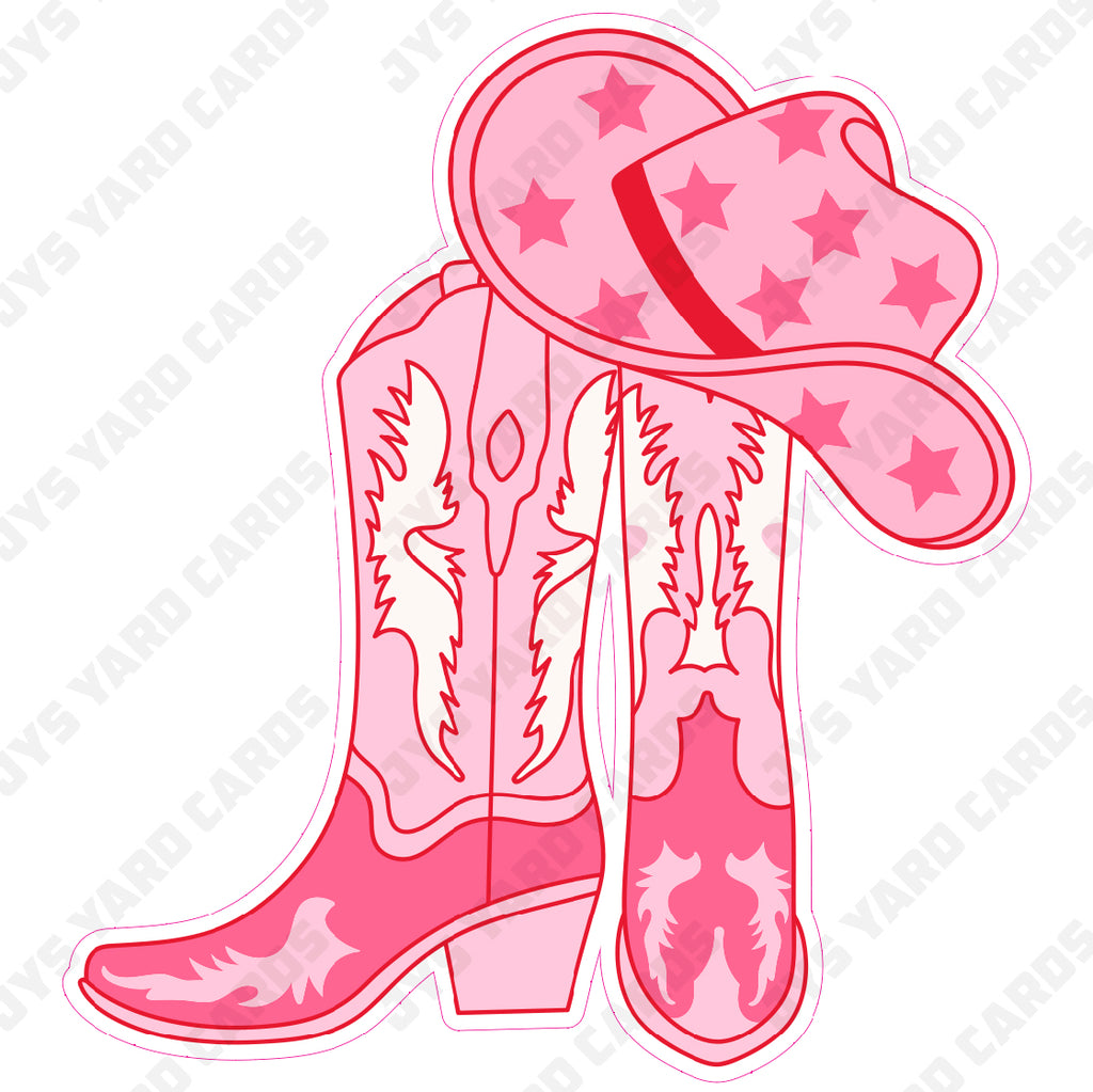 COWGIRL HAT BOOTS - Yard Card Signs by JYS International