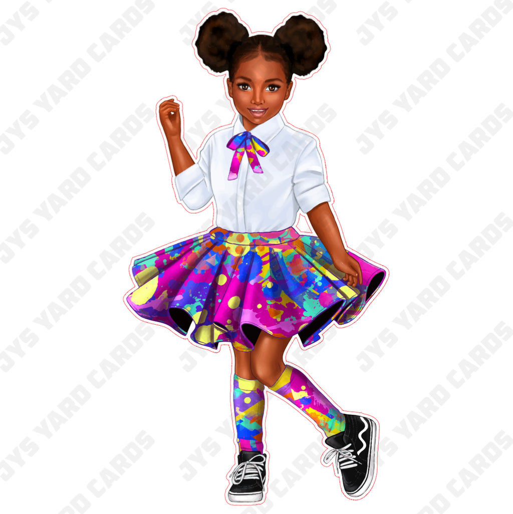 BROWN CHILD: COLORFUL SKIRT - Yard Card Signs by JYS International