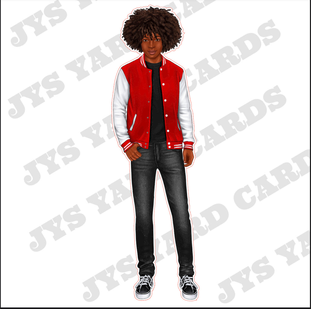 AFRO BOY: BLACK & RED - Yard Card Signs by JYS International