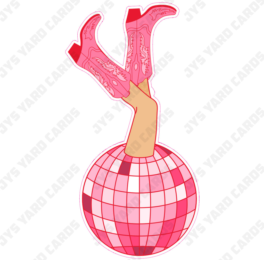 COWGIRL LEGS IN DISCO BALL - Yard Card Signs by JYS International