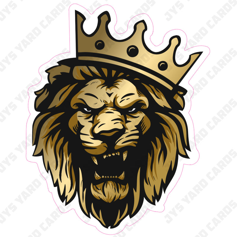 LION WITH CROWN: GOLD - Yard Card Signs by JYS International