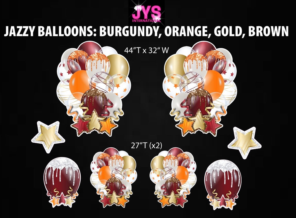 JAZZY BALLOONS: BURGUNDY, ORANGE, GOLD, AND BROWN - Yard Card Signs by JYS International