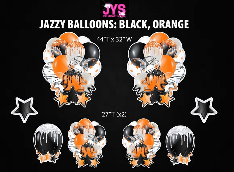 JAZZY BALLOONS: ORANGE & BLACK - Yard Card Signs by JYS International