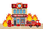 Fire Station Backdrop Party Decor