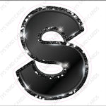 Single Letters: 12” Bouncy Metallic Black - Yard Card Signs by JYS International