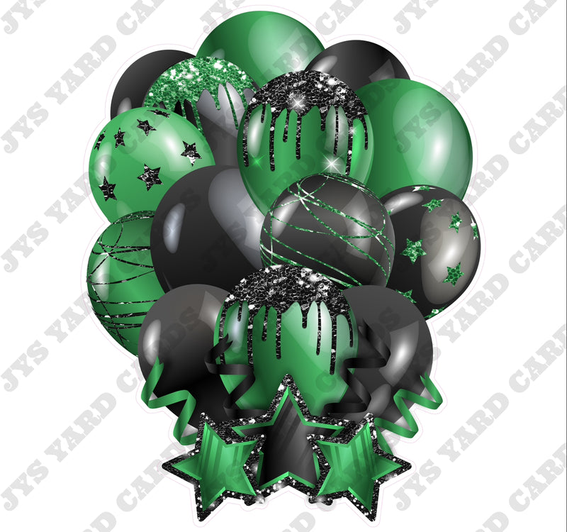 SINGLE JAZZY SOLID BALLOON: BLACK AND GREEN - Yard Card Signs by JYS International