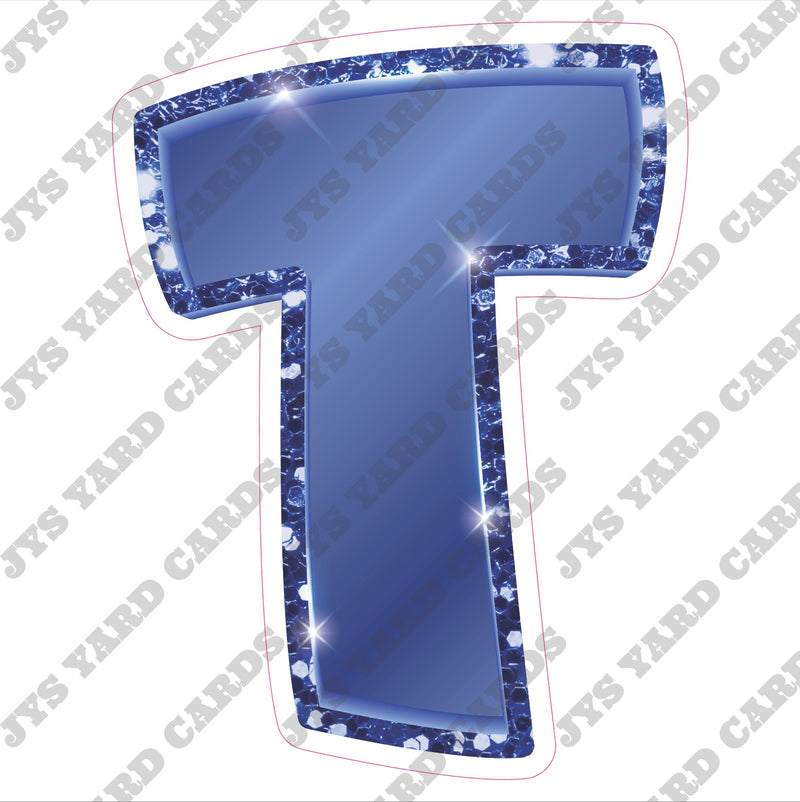 Single Letters: 23” Bouncy Glitter Metallic Navy Blue - Yard Card Signs by JYS International