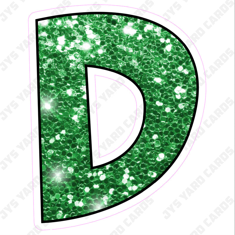 Single Letters: 18” Bouncy Glitter Green - Yard Card Signs by JYS International