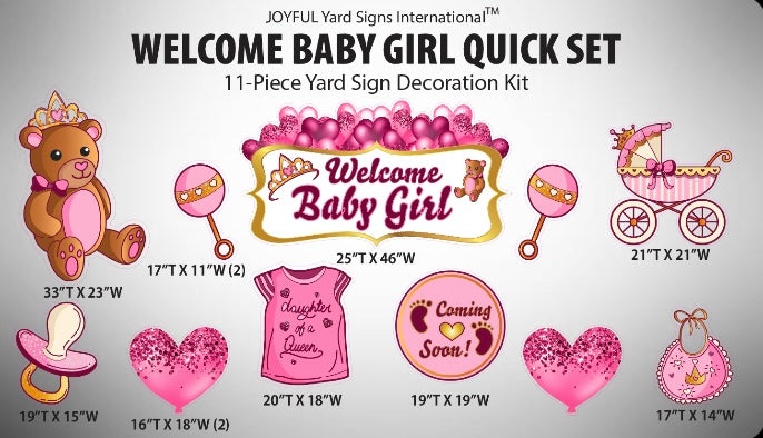 WELCOME BABY GIRL QUICK SET - Yard Card Signs by JYS International