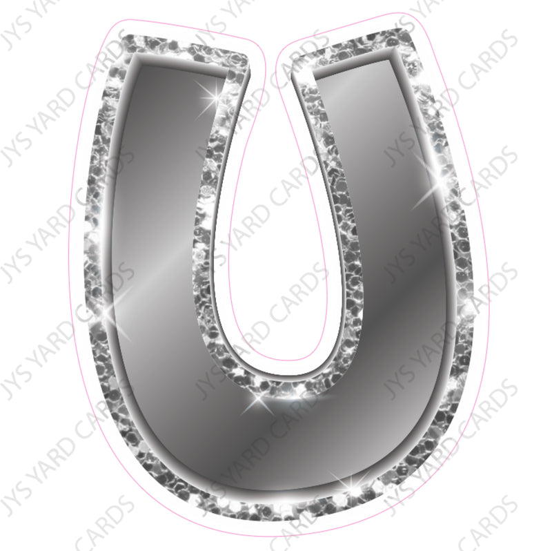 Single Letters: 18” Bouncy Metallic Silver - Yard Card Signs by JYS International