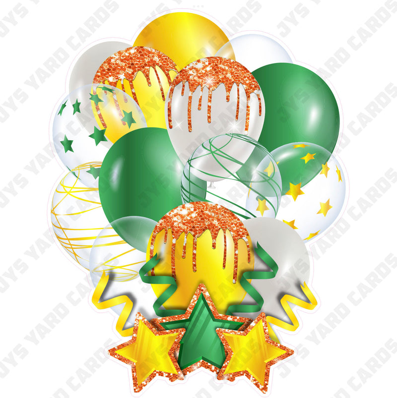 SINGLE JAZZY BALLOON: Yellow, Green & Orange - Yard Card Signs by JYS International