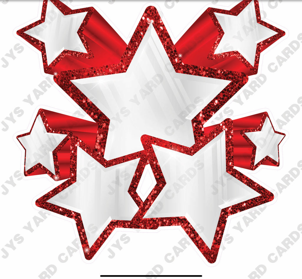 SHOOTING STARS: WHITE AND RED - Yard Card Signs by JYS International