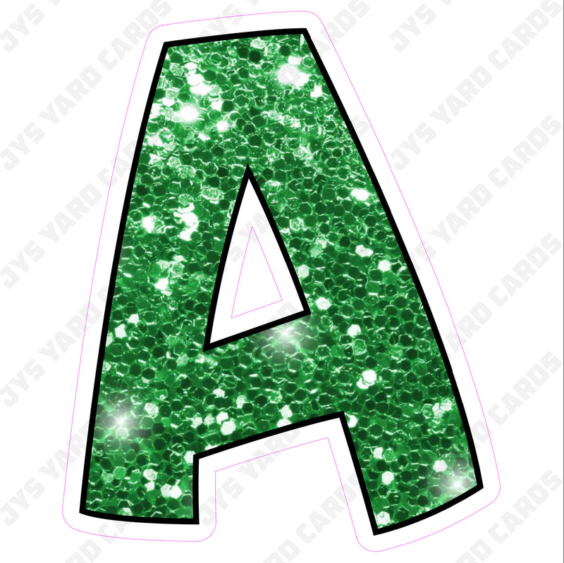 Single Letters: 18” Bouncy Glitter Green - Yard Card Signs by JYS International