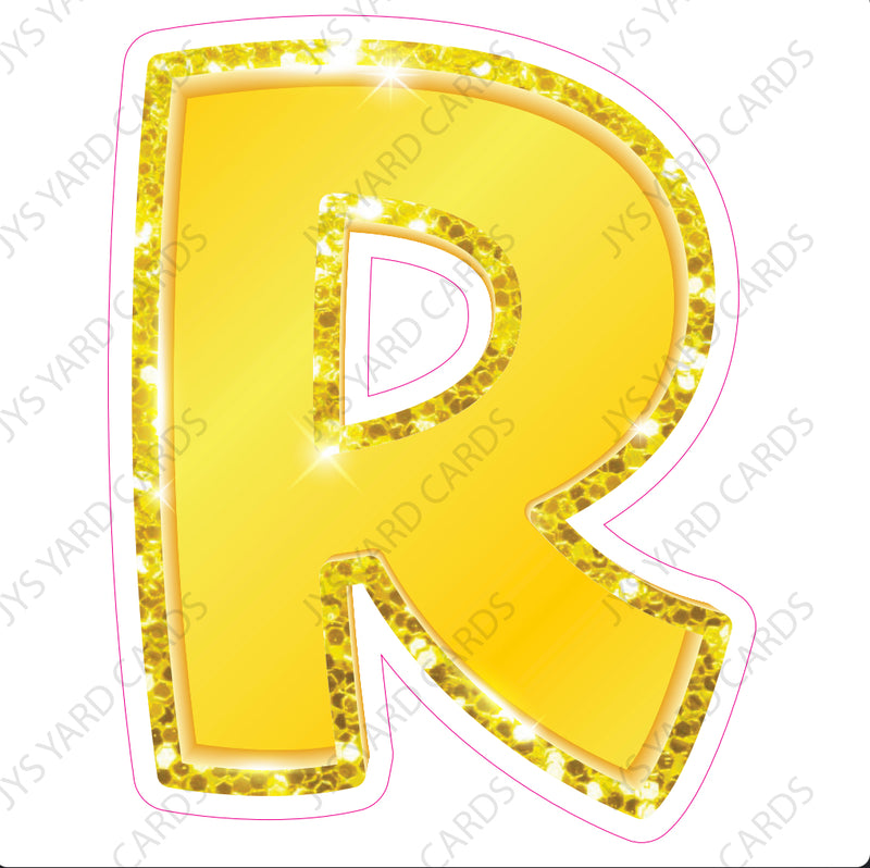 Single Letters: 18” Bouncy Metallic Yellow - Yard Card Signs by JYS International