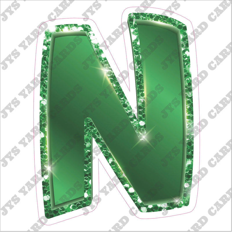 Single Letters: 18” Bouncy Metallic Green - Yard Card Signs by JYS International