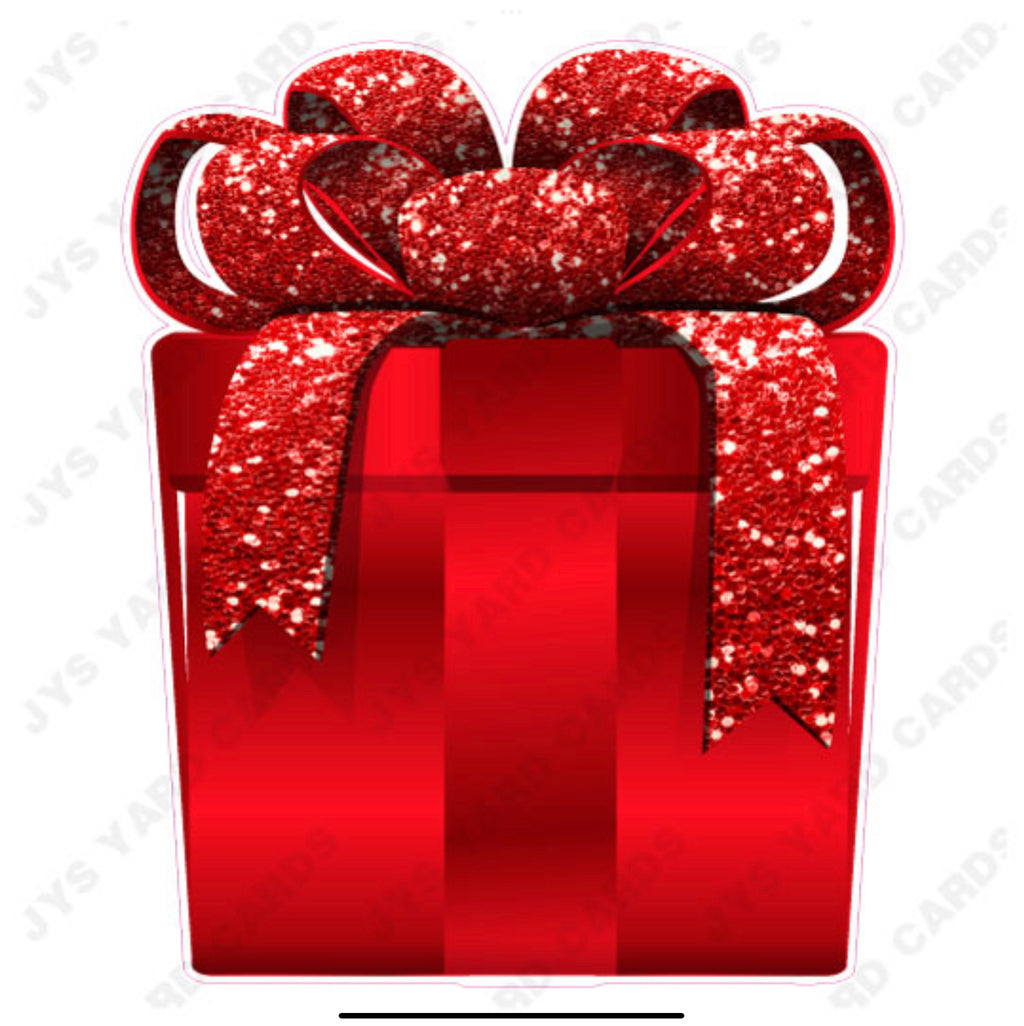 PRESENT: RED w/ RED BOW - Yard Card Signs by JYS International