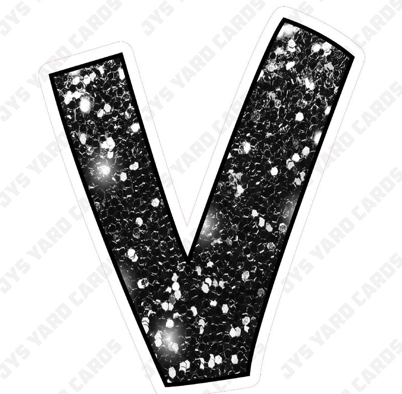 Single Letters: 23” Bouncy Glitter Black - Yard Card Signs by JYS International