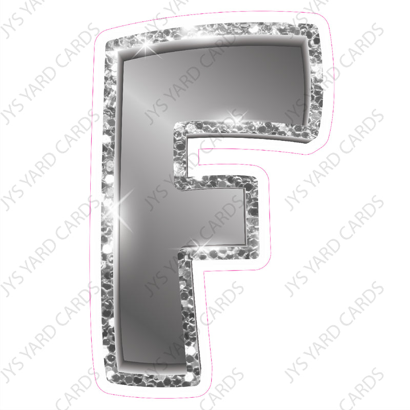 Single Letters: 18” Bouncy Metallic Silver - Yard Card Signs by JYS International