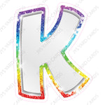 Single Letters: 18” Bouncy Metallic White With Rainbow - Yard Card Signs by JYS International