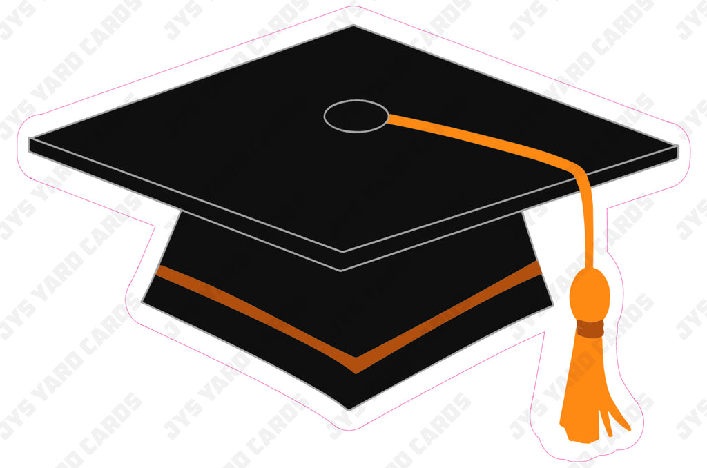 GRAD CAP: ORANGE - Yard Card Signs by JYS International