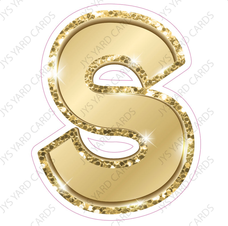 Single Letters: 18” Bouncy Metallic Gold - Yard Card Signs by JYS International