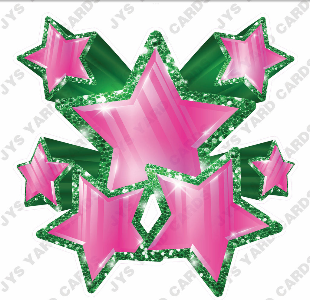 SHOOTING STARS: PINK AND GREEN - Yard Card Signs by JYS International