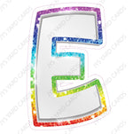 Single Letters: 23” Bouncy Metallic White With Rainbow - Yard Card Signs by JYS International