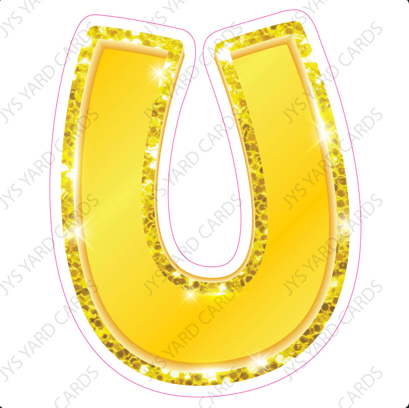 Single Letters: 12” Bouncy Metallic Yellow - Yard Card Signs by JYS International