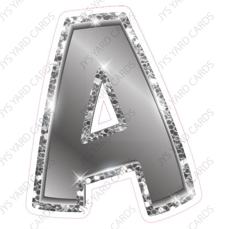 Single Letters: 18” Bouncy Metallic Silver - Yard Card Signs by JYS International