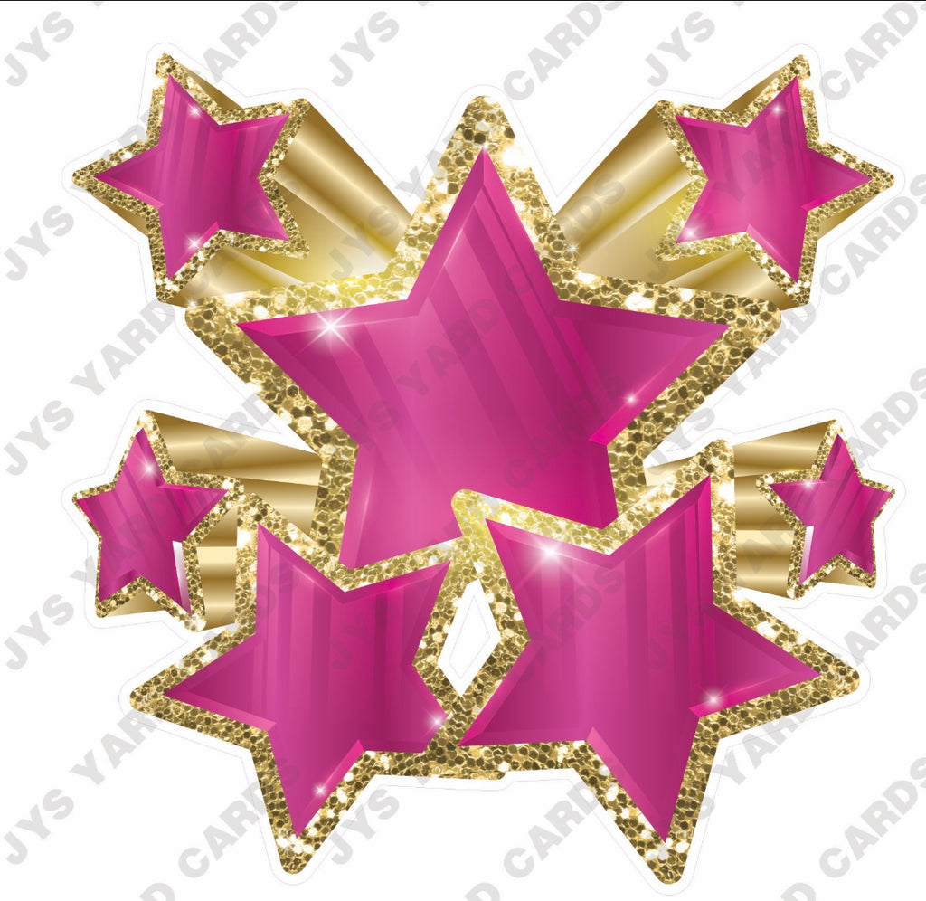 SHOOTING STARS: HOT PINK & GOLD - Yard Card Signs by JYS International