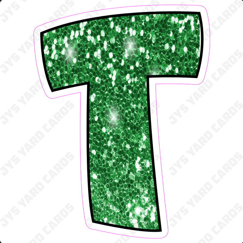 Single Letters: 18” Bouncy Glitter Green - Yard Card Signs by JYS International