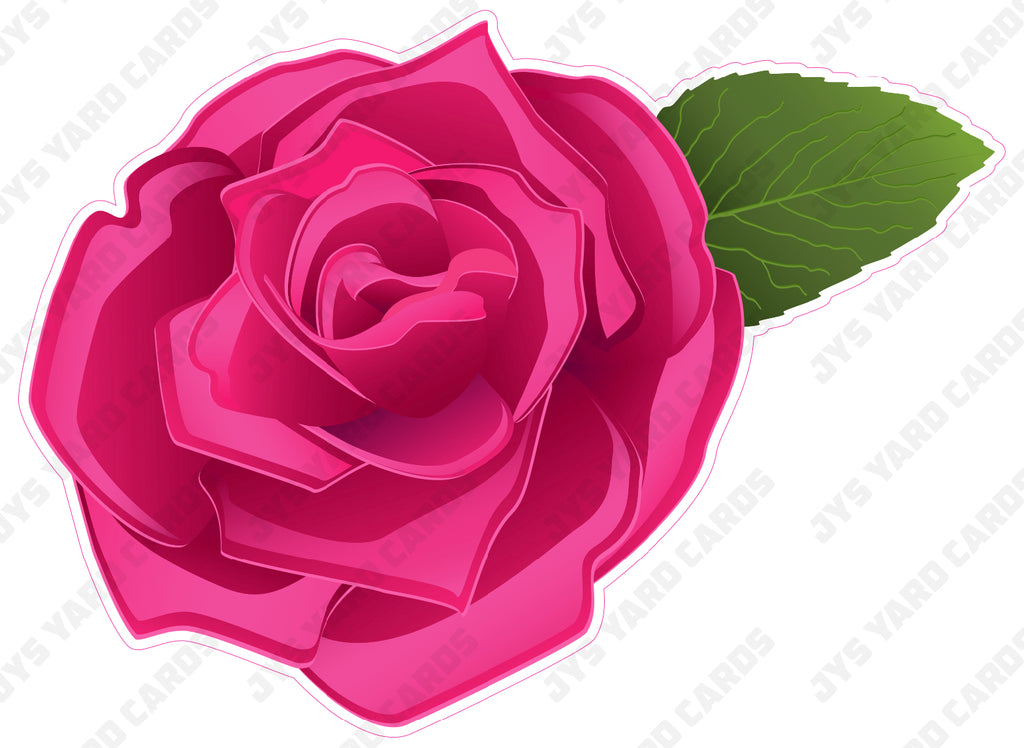 FLOWER: ROSE HOT PINK - Yard Card Signs by JYS International