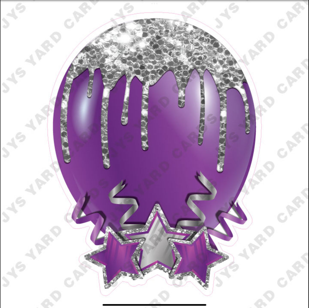 INDIVIDUAL BALLOON: PURPLE AND SILVER - Yard Card Signs by JYS International