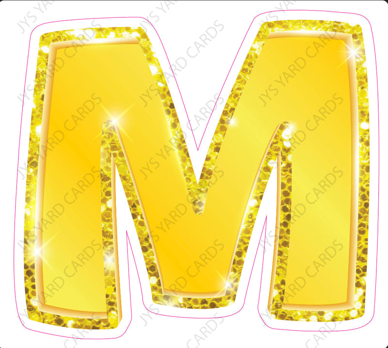 Single Letters: 12” Bouncy Metallic Yellow - Yard Card Signs by JYS International