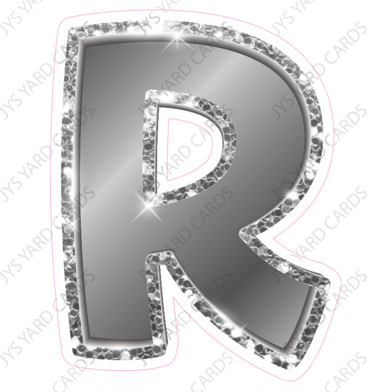 Single Letters: 18” Bouncy Metallic Silver - Yard Card Signs by JYS International