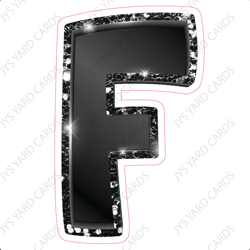 Single Letters: 23” Bouncy Metallic Black - Yard Card Signs by JYS International