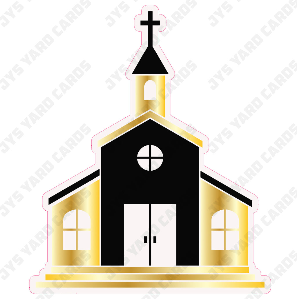 CHURCH: BLACK & GOLD - Yard Card Signs by JYS International