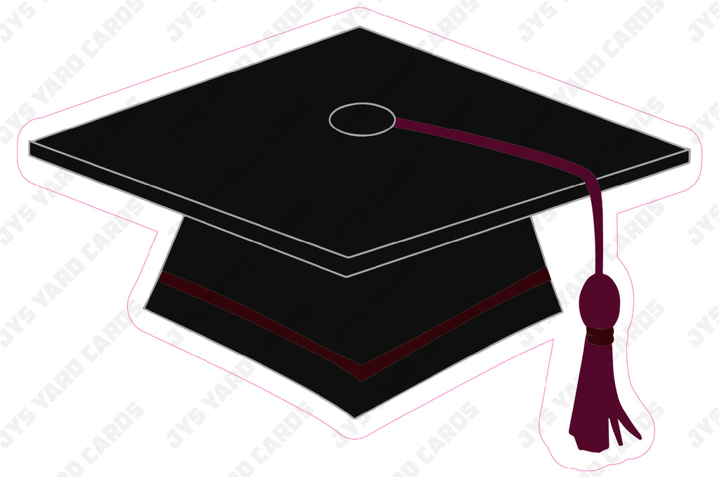 GRAD CAP: BURGUNDY - Yard Card Signs by JYS International