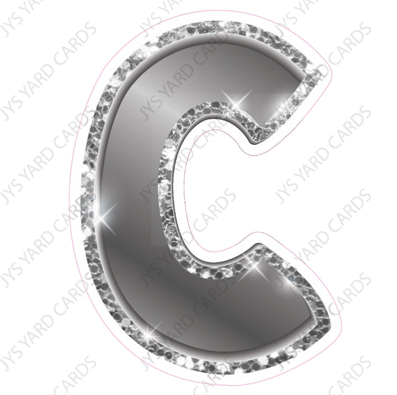 Single Letters: 23” Bouncy Metallic Silver - Yard Card Signs by JYS International